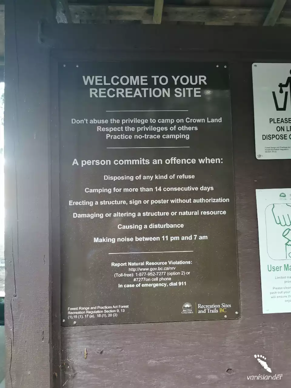User Welcome Board in Arden Creek,  Vancouver Island